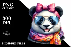 Colorful Panda Portrait with Silk Scarf | Clipart Product Image 3