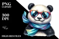 Colorful Panda Portrait with Silk Scarf | Clipart Product Image 3