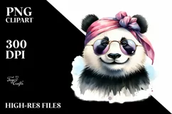 Colorful Panda Portrait with Silk Scarf | Clipart Product Image 3