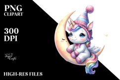 Cute Baby Unicorn Moon | Sublimation Clipart Product Image 2