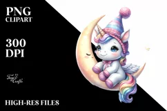 Cute Baby Unicorn Moon | Sublimation Clipart Product Image 1