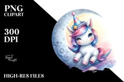 Colorful Baby Unicorn Hat Moon | Sublimation | Clipart Product Image 1