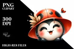 Funny Ladybug Portrait Watercolor Clipart Product Image 3