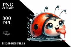 Funny Ladybug Portrait Watercolor Clipart Product Image 1