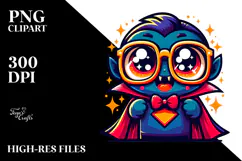 Funny Vampire with Superhero Cape, Glowing PNG Product Image 2