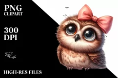 Funny Baby Owl Portrait Bow Clipart Product Image 1