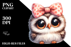 Funny Baby Owl Portrait Bow Clipart Product Image 2