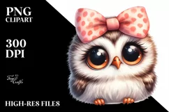 Funny Baby Owl Portrait Bow Clipart Product Image 3