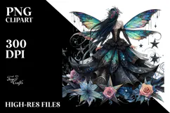 Gothic Fairy on Star from Back PNG Product Image 2