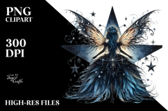 Gothic Fairy on Star from Back PNG Product Image 2