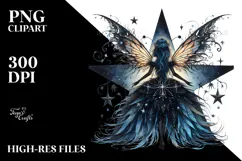 Gothic Fairy on Star from Back PNG Product Image 2