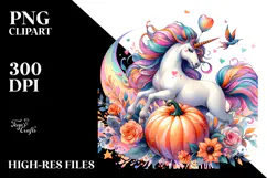 Colorful Unicorn Pumpkin Clipart Product Image 2