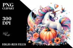 Colorful Unicorn Pumpkin Clipart Product Image 1