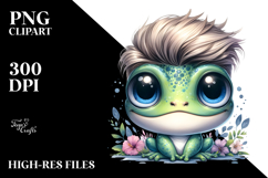 Cute Baby Frog with Cool Haircut PNG Product Image 2