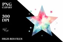 Colorful Pastel Star Clipart PNG Product Image 3