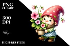 Baby Gnome with Impatiens PNG Product Image 2