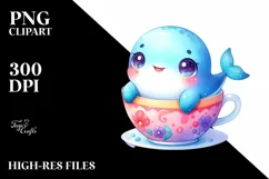 Colorful Baby Whale in Tea Cup | Clipart Product Image 3