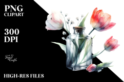 Abstract Watercolor Bottle with Tulip | Clipart Product Image 2
