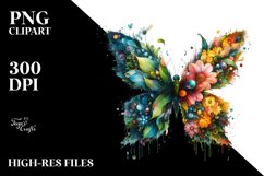 Vibrant Butterfly with Flowers PNG Product Image 1