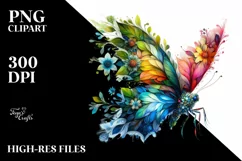 Vibrant Butterfly with Flowers PNG Product Image 3