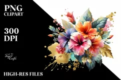 Colorful Hibiscus Bouquet | Clipart Product Image 1