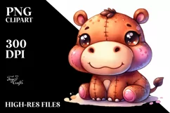 Colorful Baby Plush Hippo PNG Product Image 3