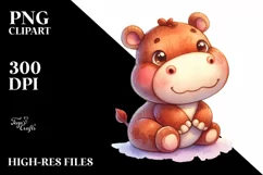 Colorful Watercolor Hippo Sewed Plush | Clipart Product Image 3