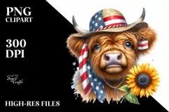 Mouth Sun Flower Highland Cow Clipart Product Image 1