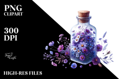 Watercolor Bottle with Violet | Clipart Product Image 2