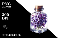 Watercolor Bottle with Violet | Clipart Product Image 2