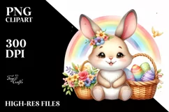 Easter Bunny Egg Flower, Clipart |T-shirt, Mug PNG Product Image 7