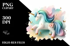 3d Luxury Golden Unicorn Buterfly, Clipart |T-shirt, Mug, Product Image 8