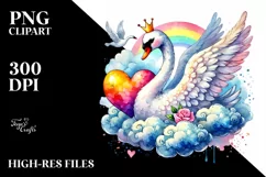 Swan on Cloud Holding Heart PNG Product Image 2