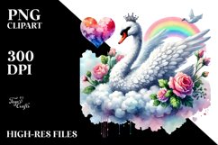 Swan on Cloud Holding Heart PNG Product Image 2