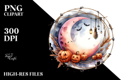 Moon with Hanging Jack-o-lanterns PNG Product Image 2