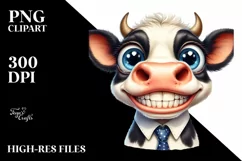 Funny Cow with Big Eyes Clipart PNG Product Image 1