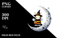 Cute Bee on Halloween Moon, PNG Product Image 2