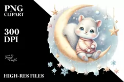 Cute Baby Squirrel on a Moon PNG Product Image 3