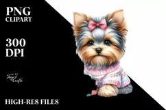 Cute Watercolor Yorkshire Terrier with Christmas Gifts Product Image 1