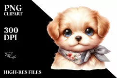 Watercolor Cute Baby Dog with Big Eyes Product Image 3