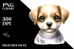 Watercolor Cute Baby Dog with Big Eyes Product Image 3