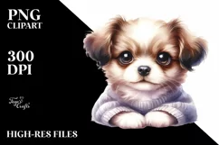 Watercolor Cute Baby Dog with Big Eyes Product Image 3