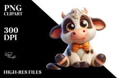 Goofy Cartoon Cow with Bowtie, PNG Product Image 2