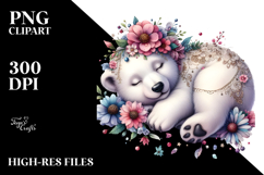 Whimsical Baby Polar Bear Sleeping PNG Product Image 2
