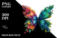 Vibrant Butterfly with Flowers PNG Product Image 3