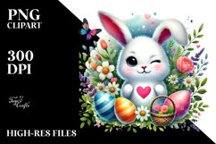 Colorful Winking Easter Bunny PNG Product Image 2