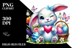 Colorful Winking Easter Bunny PNG Product Image 2