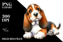 Cute Happy Baby Basset Hound with Big Eyes PNG Product Image 2