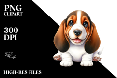 Watercolor Baby Basset Hound PNG Product Image 2