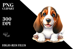 Cute Happy Baby Basset Hound with Big Eyes PNG Product Image 2